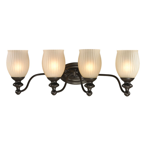 Park Ridge 4 Light Vanity In Oil Rubbed Bronze And Reeded Glass