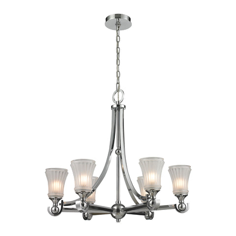 Jayden 6 Light Chandelier In Polished Chrome And Frosted Glass