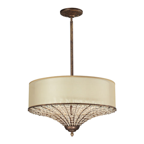Crystal Spring 3 Light Pendant In Spanish Bronze