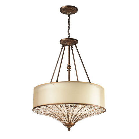 Crystal Spring 4 Light Pendant In Spanish Bronze