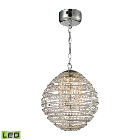 Crystal Sphere LED Light Pendant In Polished Chrome