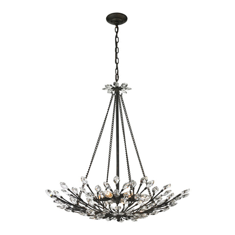 Crystal Branches 8 Light Pendant In Burnt Bronze