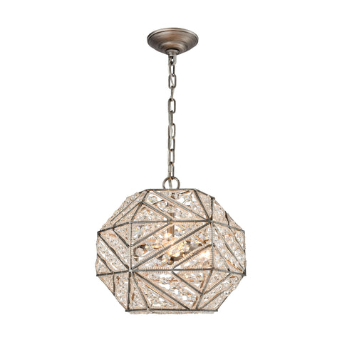 Constructs 3 Light Chandelier In Weathered Zinc