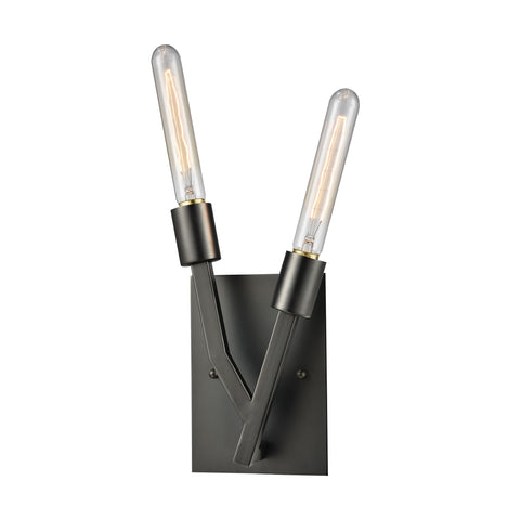 Freeform 2 Light Wall Sconce In Aged Black Nickel
