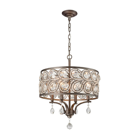 Evolve 4 Light Chandelier In Weathered Zinc