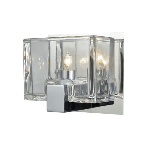 Ridgecrest 1 Light Vanity In Polished Chrome With Clear Cast Glass