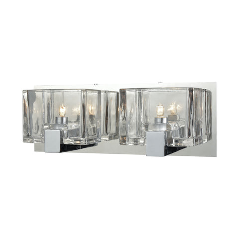 Ridgecrest 2 Light Vanity In Polished Chrome With Clear Cast Glass