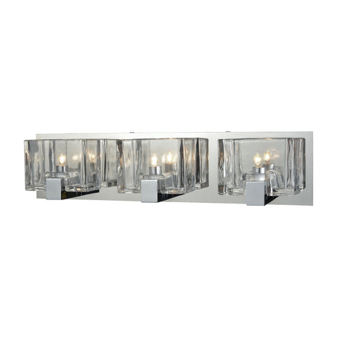 Ridgecrest 3 Light Vanity In Polished Chrome With Clear Cast Glass