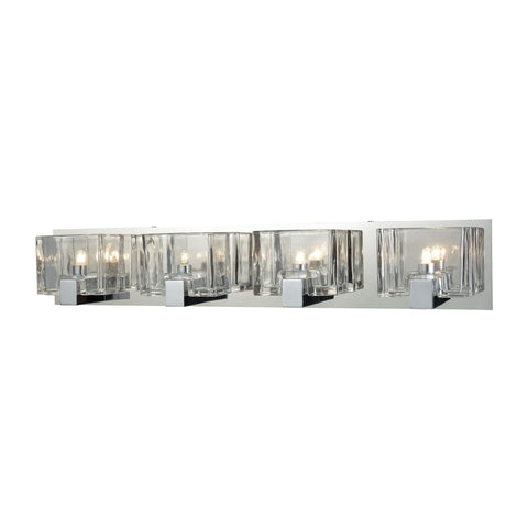 Ridgecrest 4 Light Vanity In Polished Chrome With Clear Cast Glass