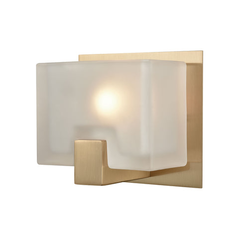 Ridgecrest 1 Light Vanity In Satin Brass With Frosted Cast Glass