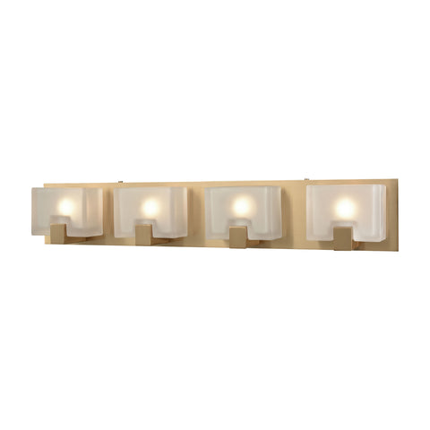 Ridgecrest 4 Light Vanity In Satin Brass With Frosted Cast Glass