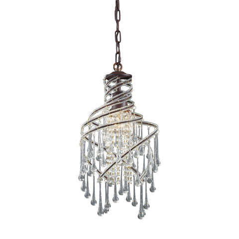 Elise 1 Light Pendant In Rust With Crystal Accents