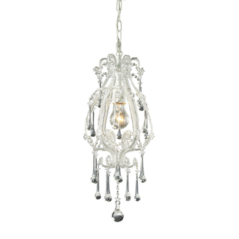 Opulence 1 Light Pendant In Antique White And Clear Crystal