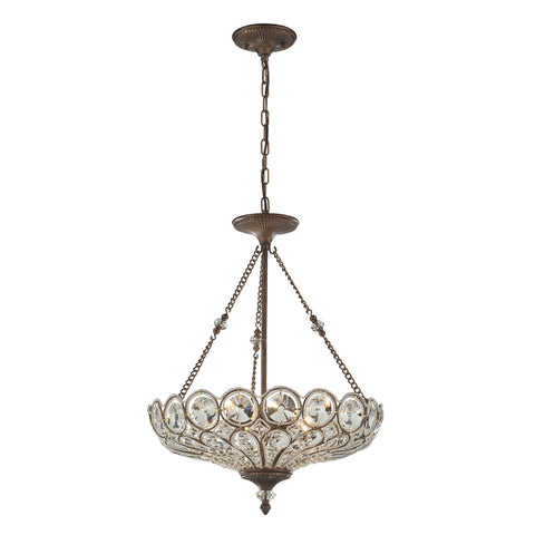 Christina 5 Light Pendant In Mocha And Filigree Crystals