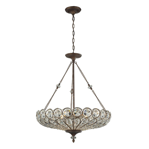 Christina 6 Light Pendant In Mocha And Filigree Crystals