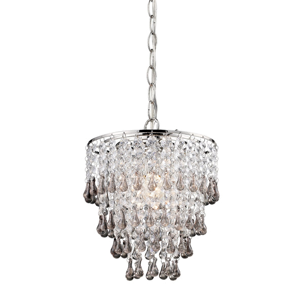 Teak And Clear Crystal Pendant Lamp