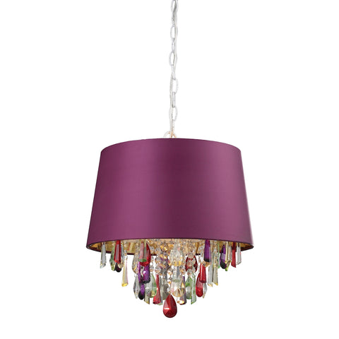 Purple Drum Pendant With Mutli Color Crystal Drops
