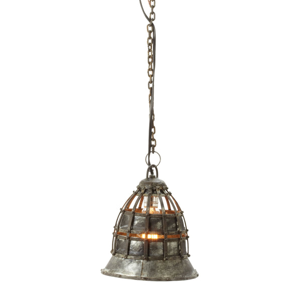Flared Fortress 1 Light Pendant In Distressed Silver