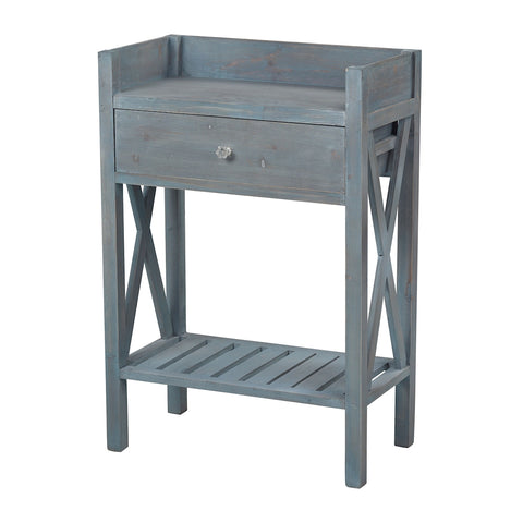 Biscayne Single Drawer Side Table With Bottom Shelf In Beachcomber Blue