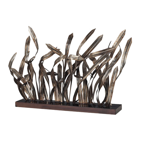 Hayfield-Grass Statuary In Bronze Metal Reposed On Black Base