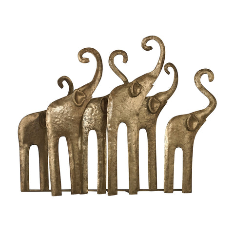 Elephant Herd In Gold Leaf - Min 2