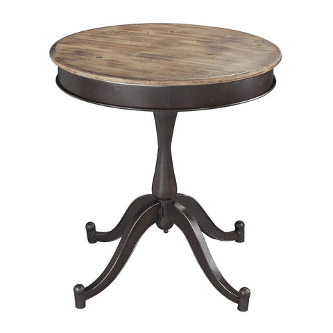 Industrial Side Table With Wood Top