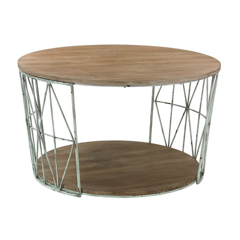 Round Wood And Metal Coffee Table