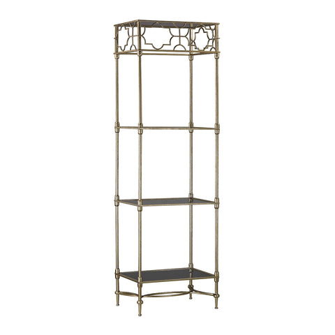 Metal Frame Shelving Rack In Pale Gold