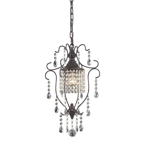 Storybrook Mini Pendant In Aged Bronze With Clear Crystal