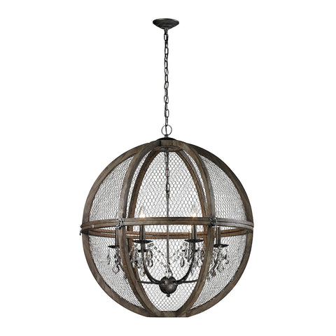 Renaissance Invention Wood And Wire Chandelier - Large