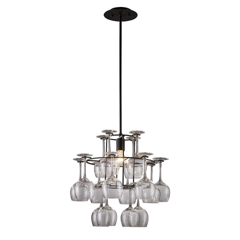 Vintage 1 Light Chandelier In Dark Rust