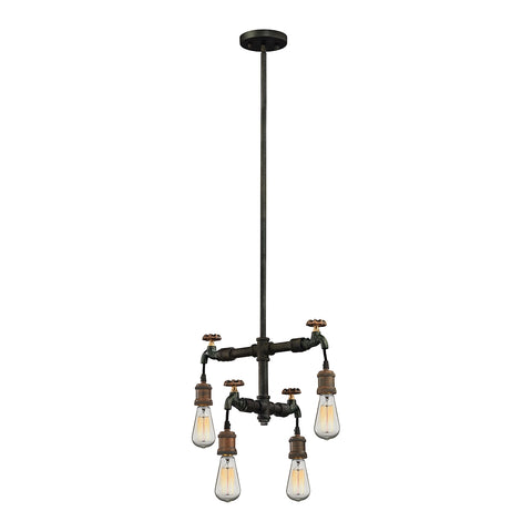 Jonas 4 Light Chandelier In Weathered Multitone
