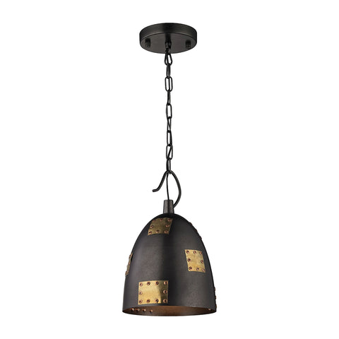 Strasburg 1 Light Pendant In Weathered Iron And Antique Gold