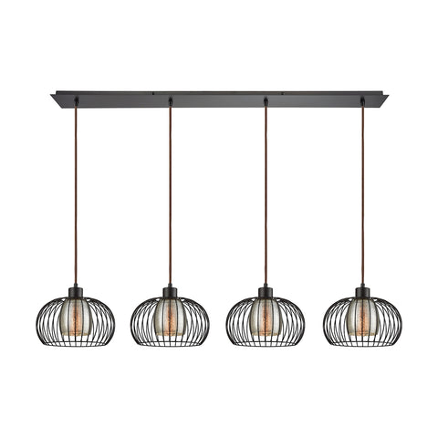 Yardley 4 Light Linear Pan Fixture In Oil Rubbed Bronze With Mercury Glass