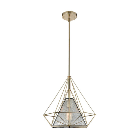 Geoweb 1 Light Pendant In Polished Gold With Mercury Glass