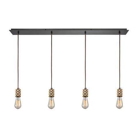 Camley 4 Light Pendant In Polished Gold And Oil Rubbed Bronze
