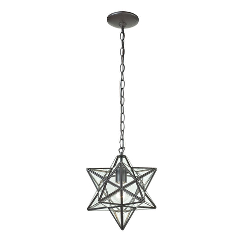 Star 1 Light Pendant In Clear Glass