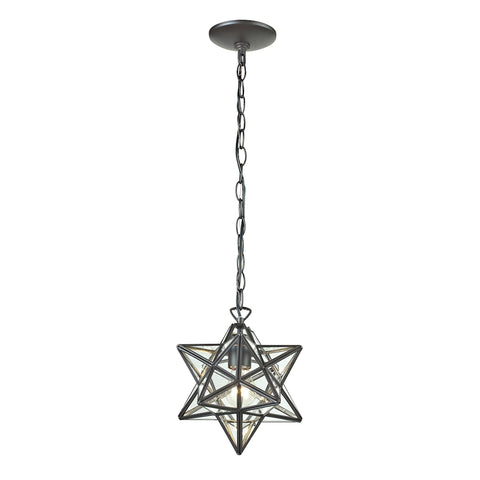 Star 1 Light Pendant In Clear Glass