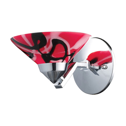Refraction 1 Light Wall Sconce In Polished Chrome And Mars Glass