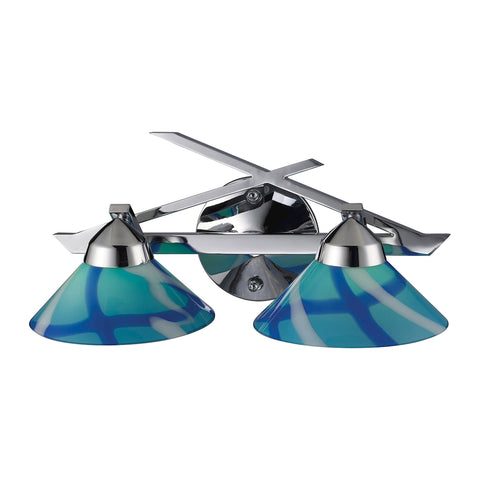 Refraction 2 Light Vanity In Polished Chrome And Carribean Glass