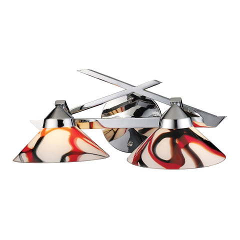 Refraction 2 Light Vanity In Polished Chrome And Creme White Glass