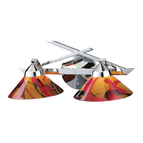 Refraction 2 Light Vanity In Polished Chrome And Jasper Glass
