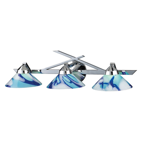 Refraction 3 Light Vanity In Polished Chrome And Carribean Glass