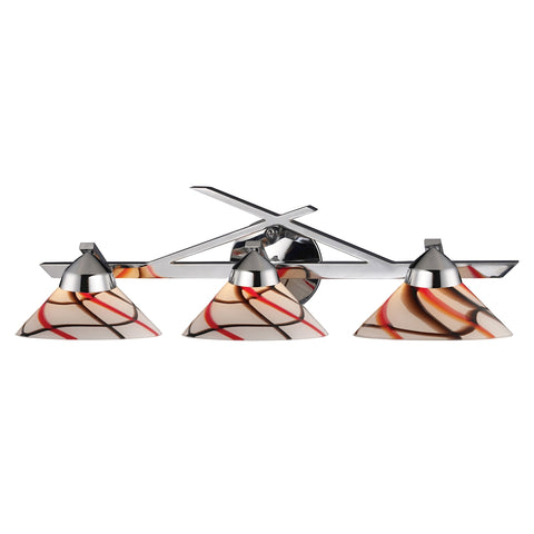 Refraction 3 Light Vanity In Polished Chrome And Creme White Glass