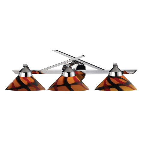 Refraction 3 Light Vanity In Polished Chrome And Jasper Glass