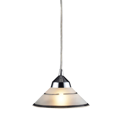 Refraction 1 Light Pendant In Polished Chrome And Etched Clear Glass
