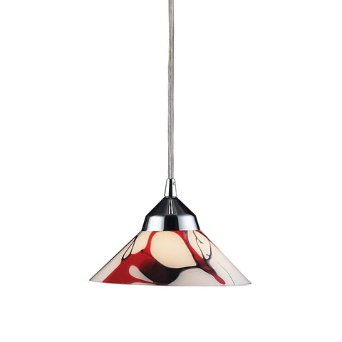 Refraction 1 Light Pendant In Polished Chrome And Creme White Glass