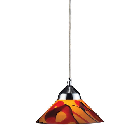 Refraction 1 Light Pendant In Polished Chrome And Jasper Glass