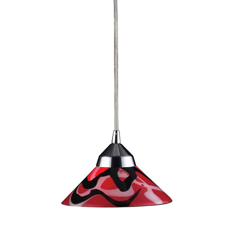 Refraction 1 Light Pendant In Polished Chrome And Mars Glass