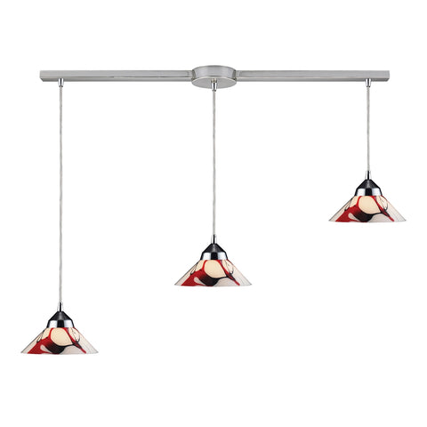 Refraction 3 Light Pendant In Polished Chrome And Creme White Glass